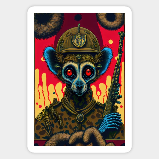 Lemur Soldier Sticker by dholzric